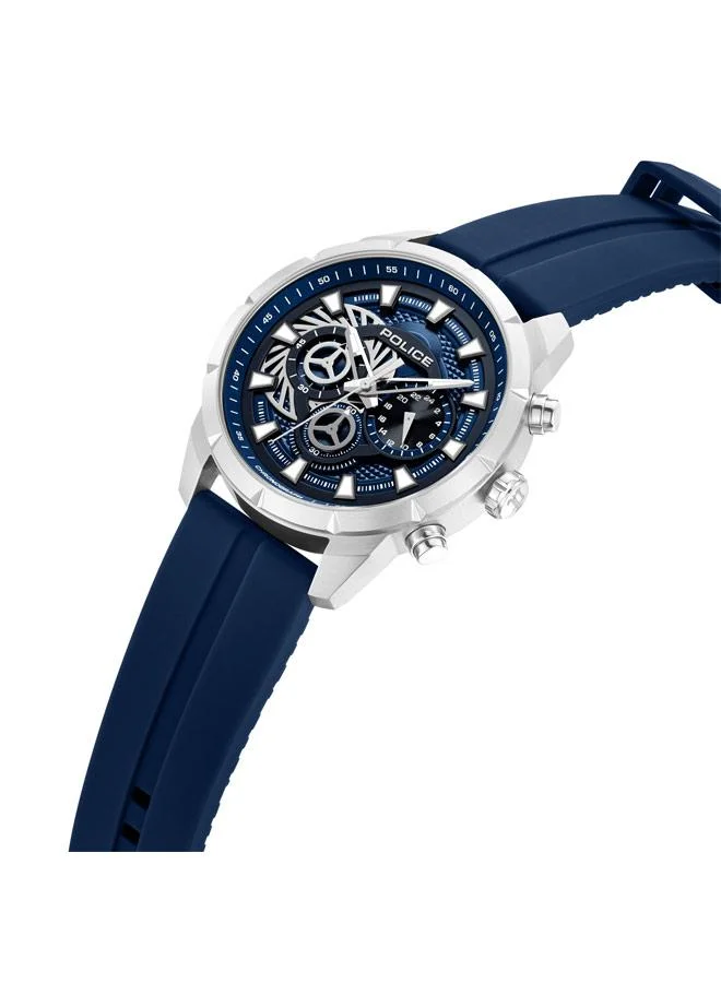 بوليس Neist Blue Dial Silicone Strap Chronograph Watch for Men, 45mm